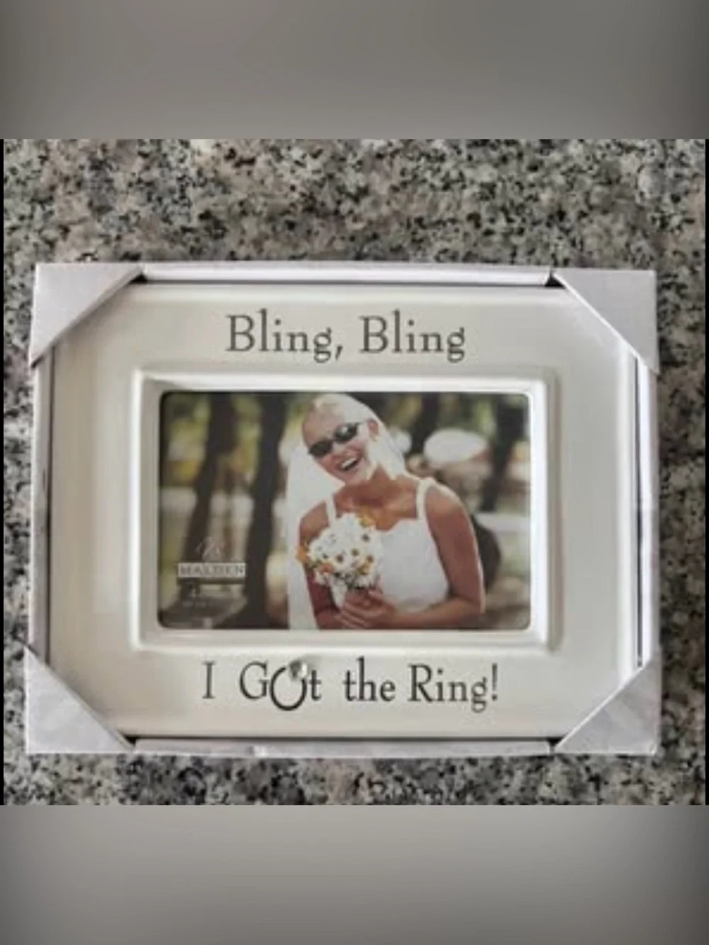 Bling, Bling I Got the Ring! White Engagement Frame